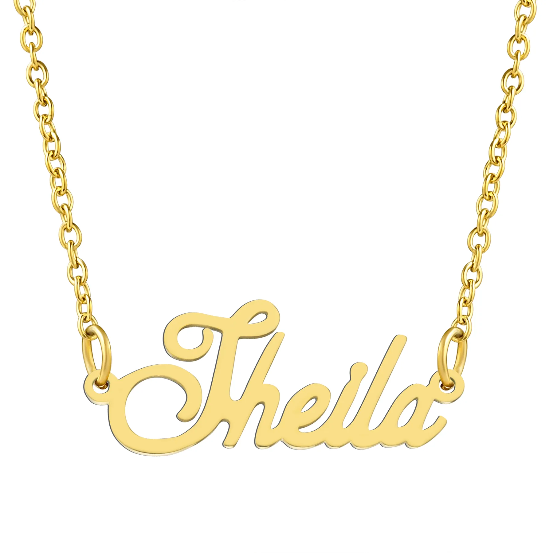 KISPER 18K Gold Stainless Steel Name Pendant Necklace Lobster Claw Alphabets R-Z