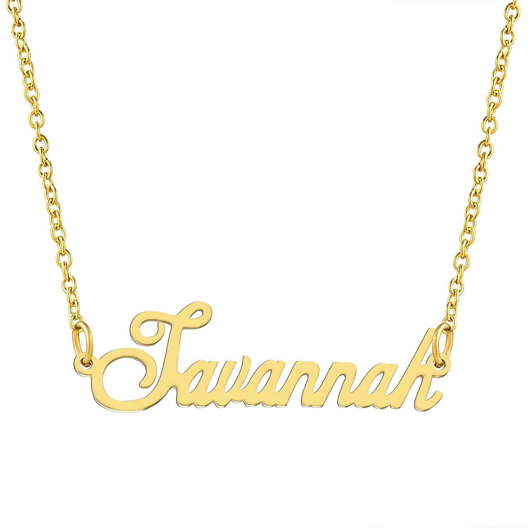 KISPER 18K Gold Stainless Steel Name Pendant Necklace Lobster Claw Alphabets R-Z