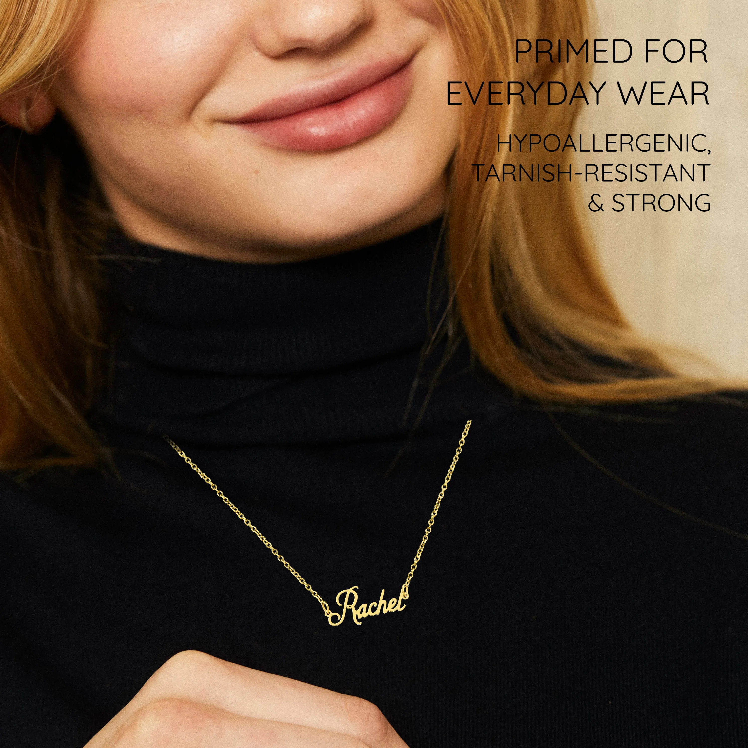 KISPER 18K Gold Stainless Steel Name Pendant Necklace Lobster Claw Alphabets R-Z
