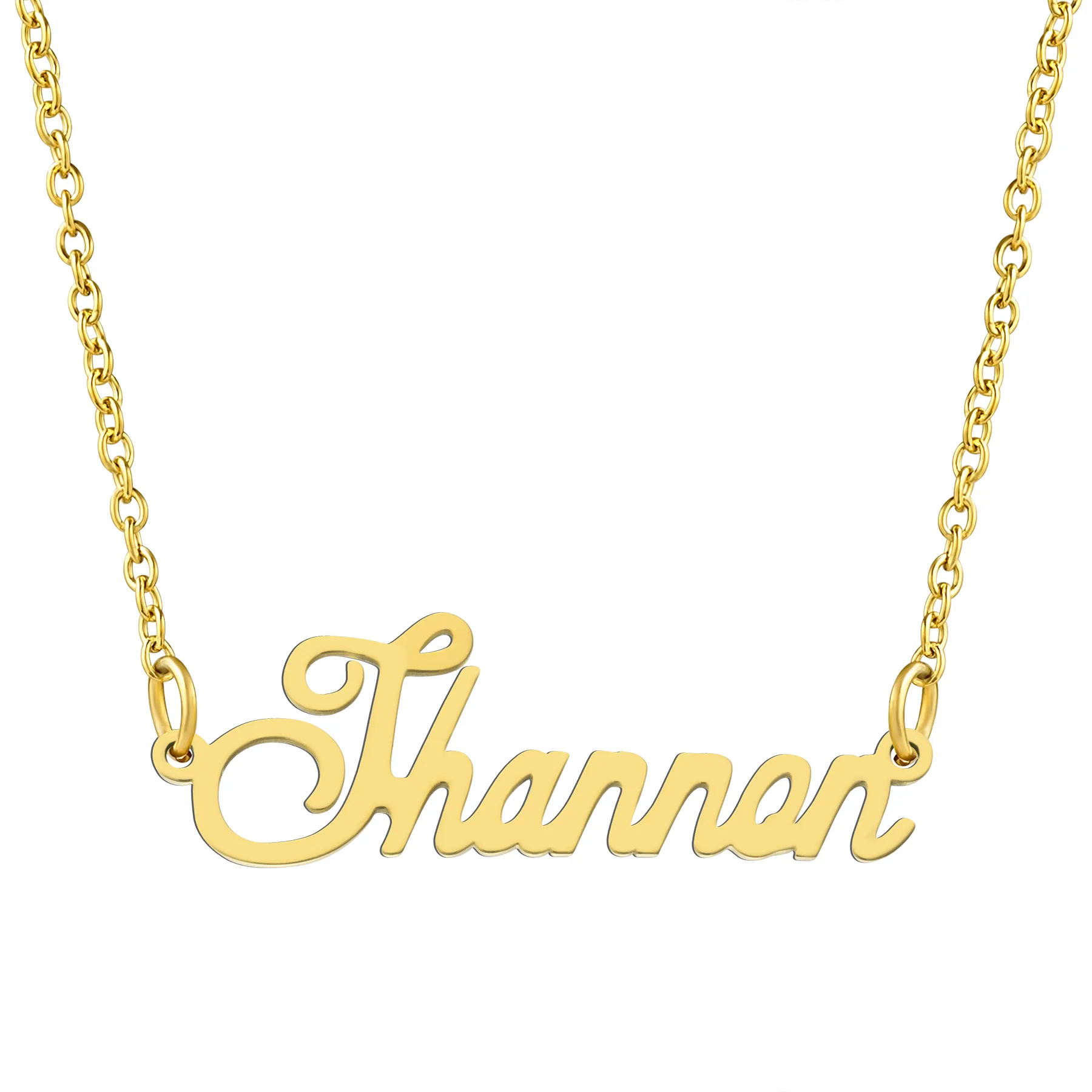 KISPER 18K Gold Stainless Steel Name Pendant Necklace Lobster Claw Alphabets R-Z