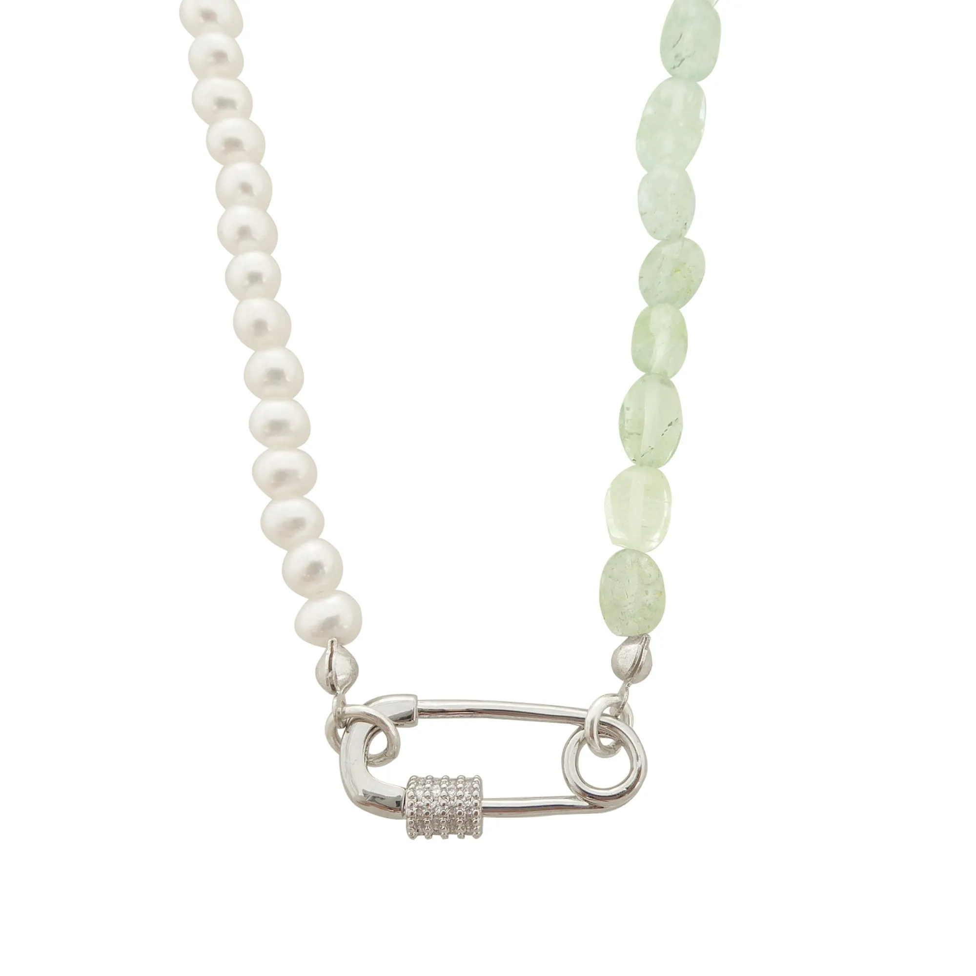 Kunzite and pearl necklace