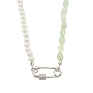 Kunzite and pearl necklace