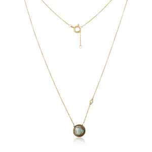 Labradorite Diamond By The Side Necklace in 14k