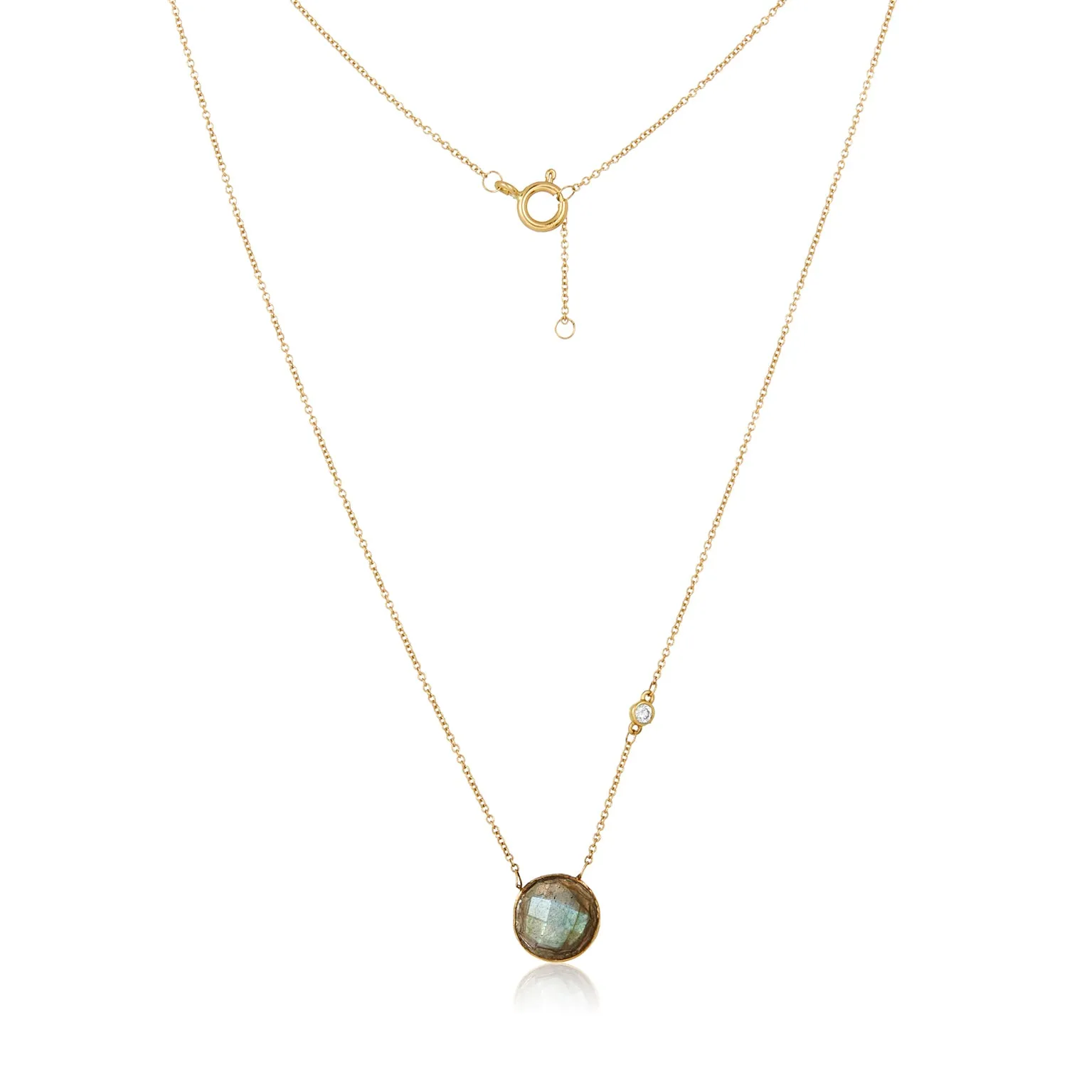 Labradorite Diamond By The Side Necklace in 14k
