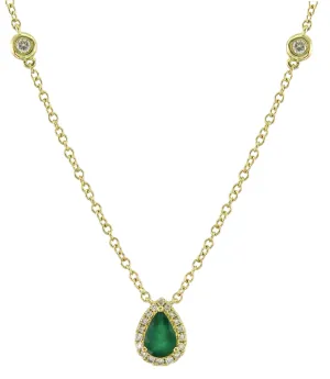 Ladies Diamond & Emerald Pendant Necklace