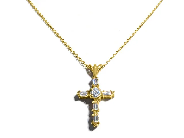 Ladies Diamond Cross Pendant Necklace