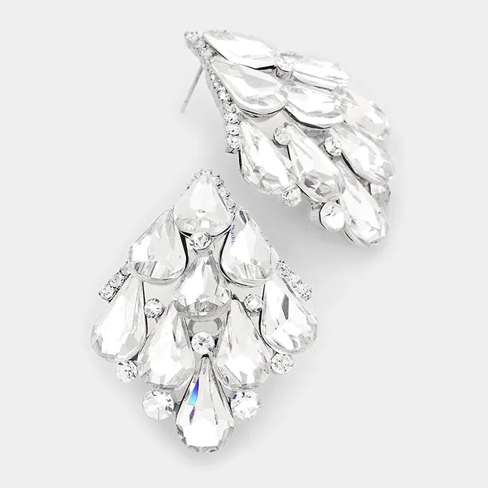 Large Clear Cluster Stud on Silver | 307530