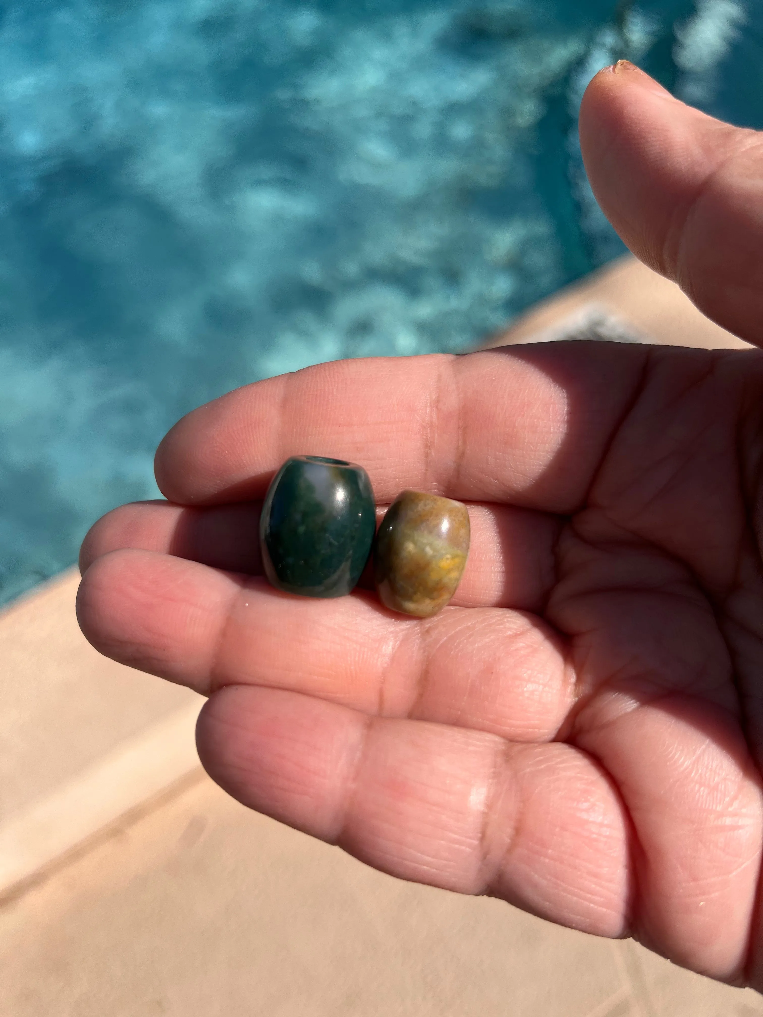 Large Green Agate Loc Bead, Gemstone  Bead