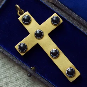 Large Victorian Bullseye Agate Cross Pendant