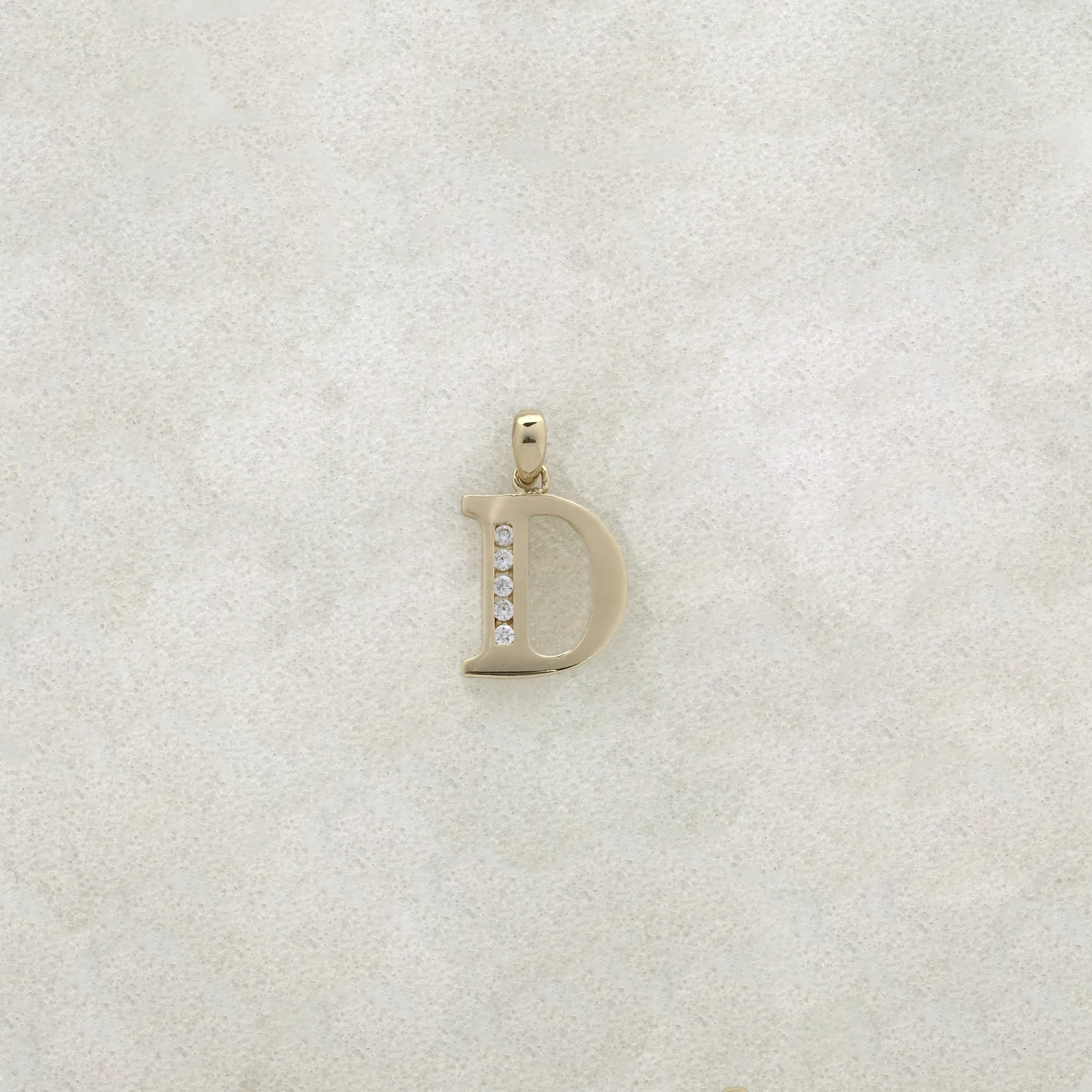 Letter 'D' CZ Pendant (14K)