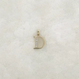 Letter 'D' CZ Pendant (14K)
