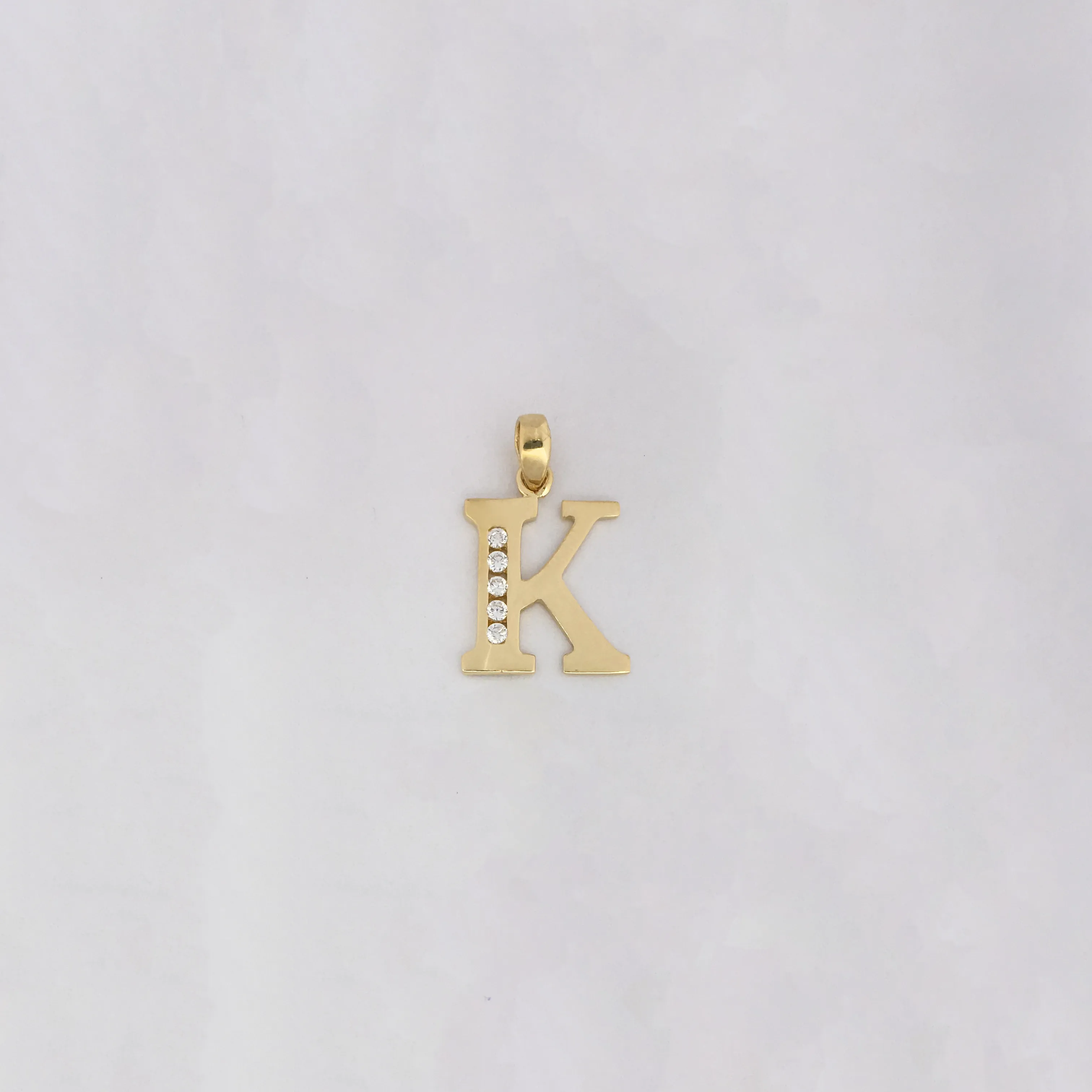 Letter 'K' CZ Pendant (14K)