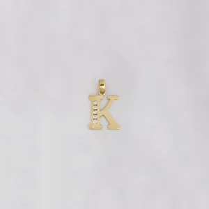 Letter 'K' CZ Pendant (14K)