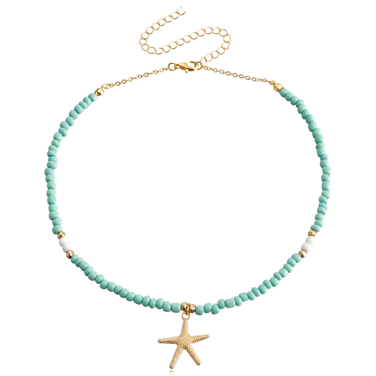 Light Green Howlite & 18K Gold-Plated Starfish Pendant Necklace