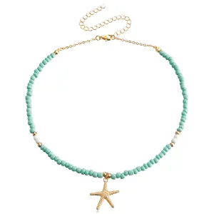 Light Green Howlite & 18K Gold-Plated Starfish Pendant Necklace