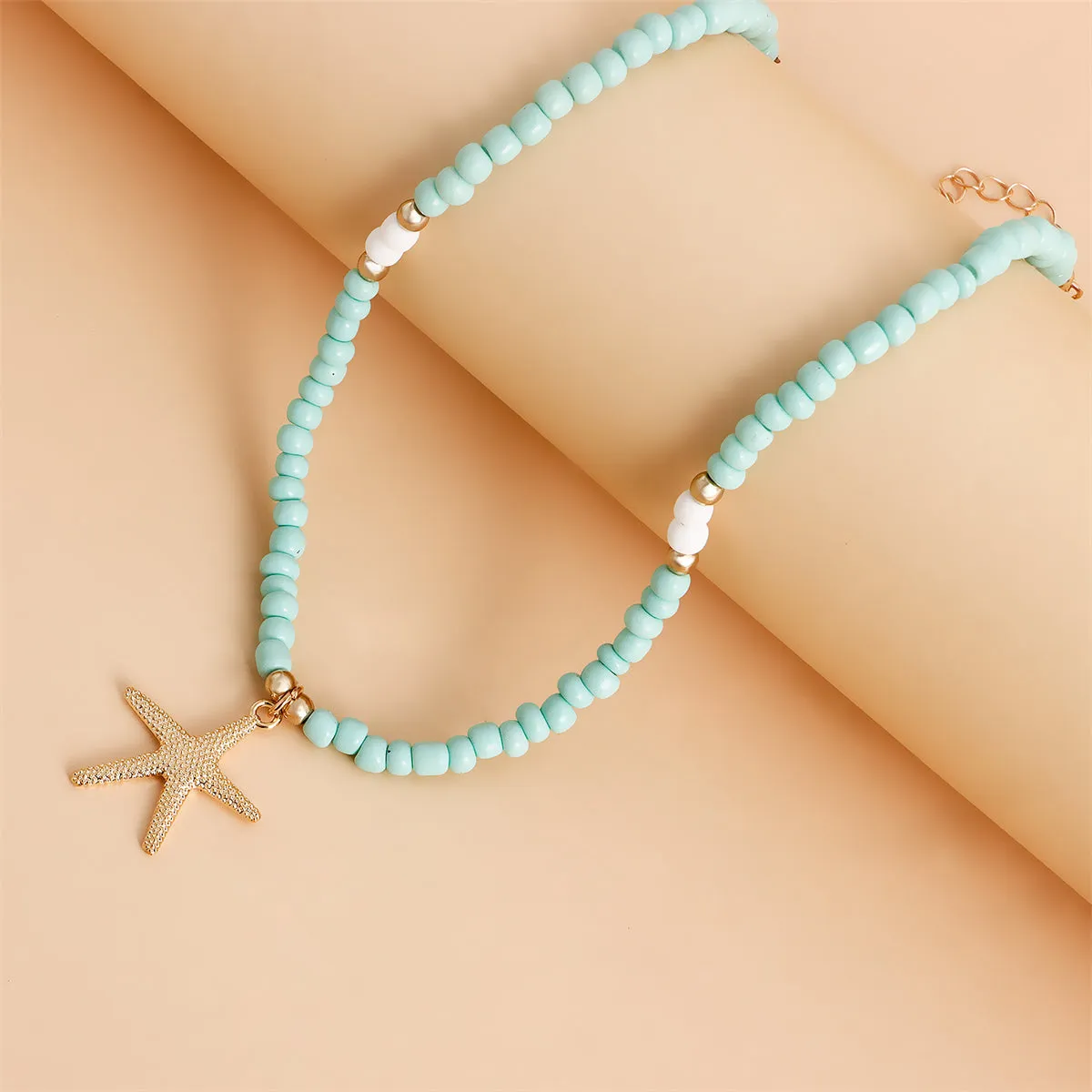 Light Green Howlite & 18K Gold-Plated Starfish Pendant Necklace