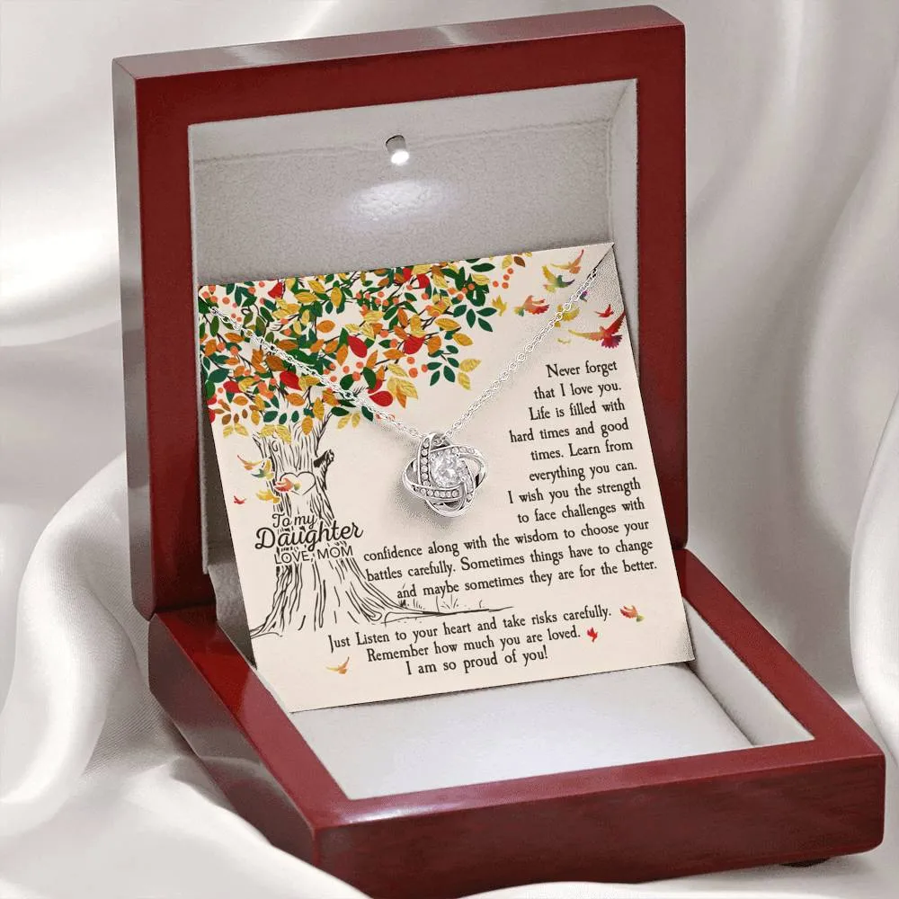 Listen to your heart-Love Knot Necklace for Daughter From Mom