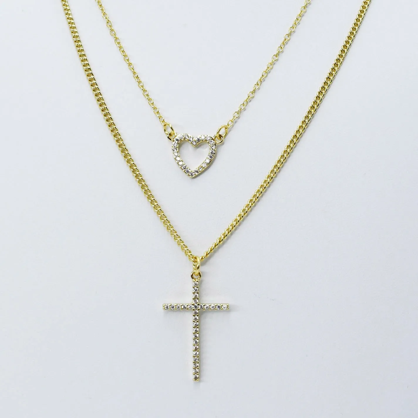 Love & Cross Layer Necklace