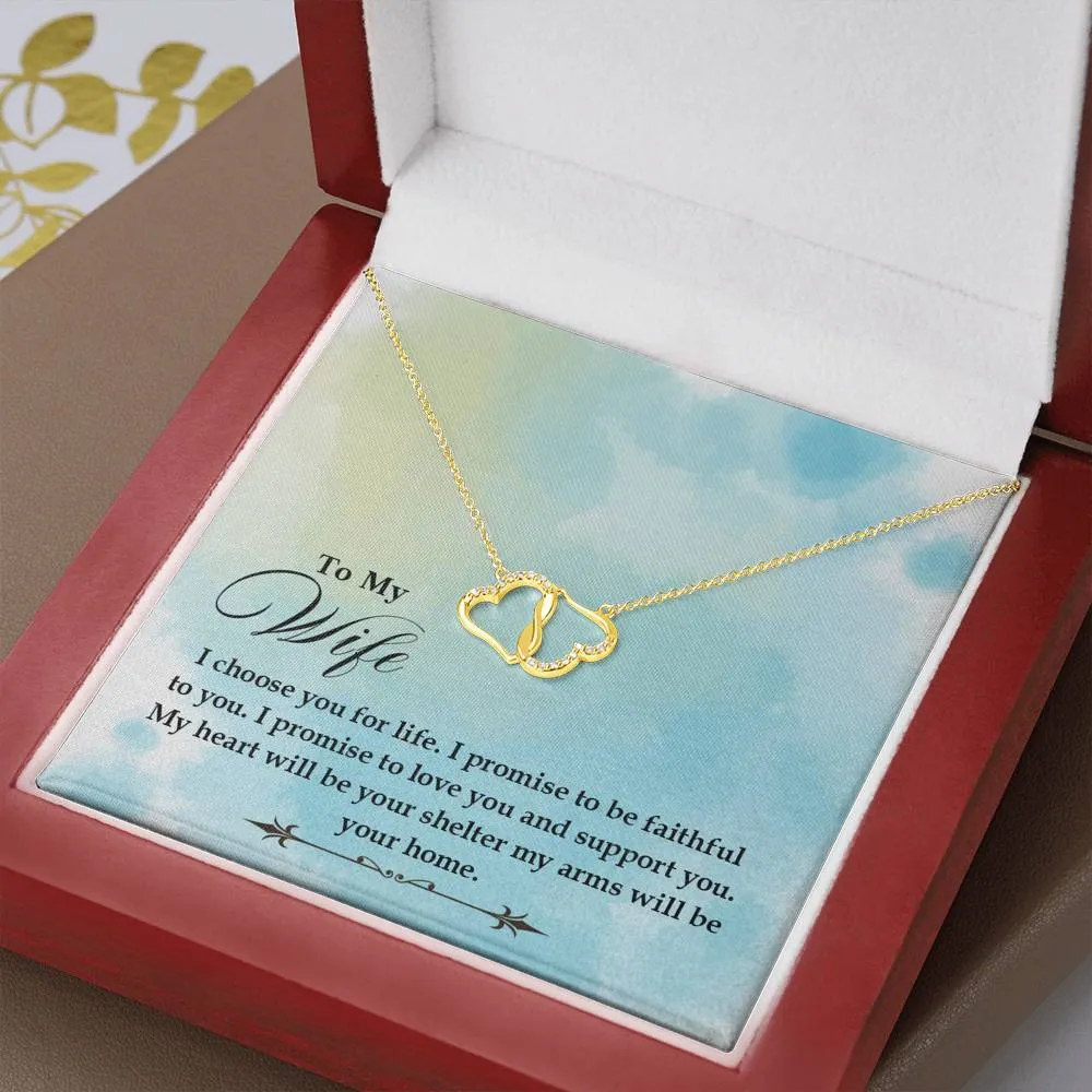 Love and Support you-Everlasting Love Gold Hearts Necklace for Wife