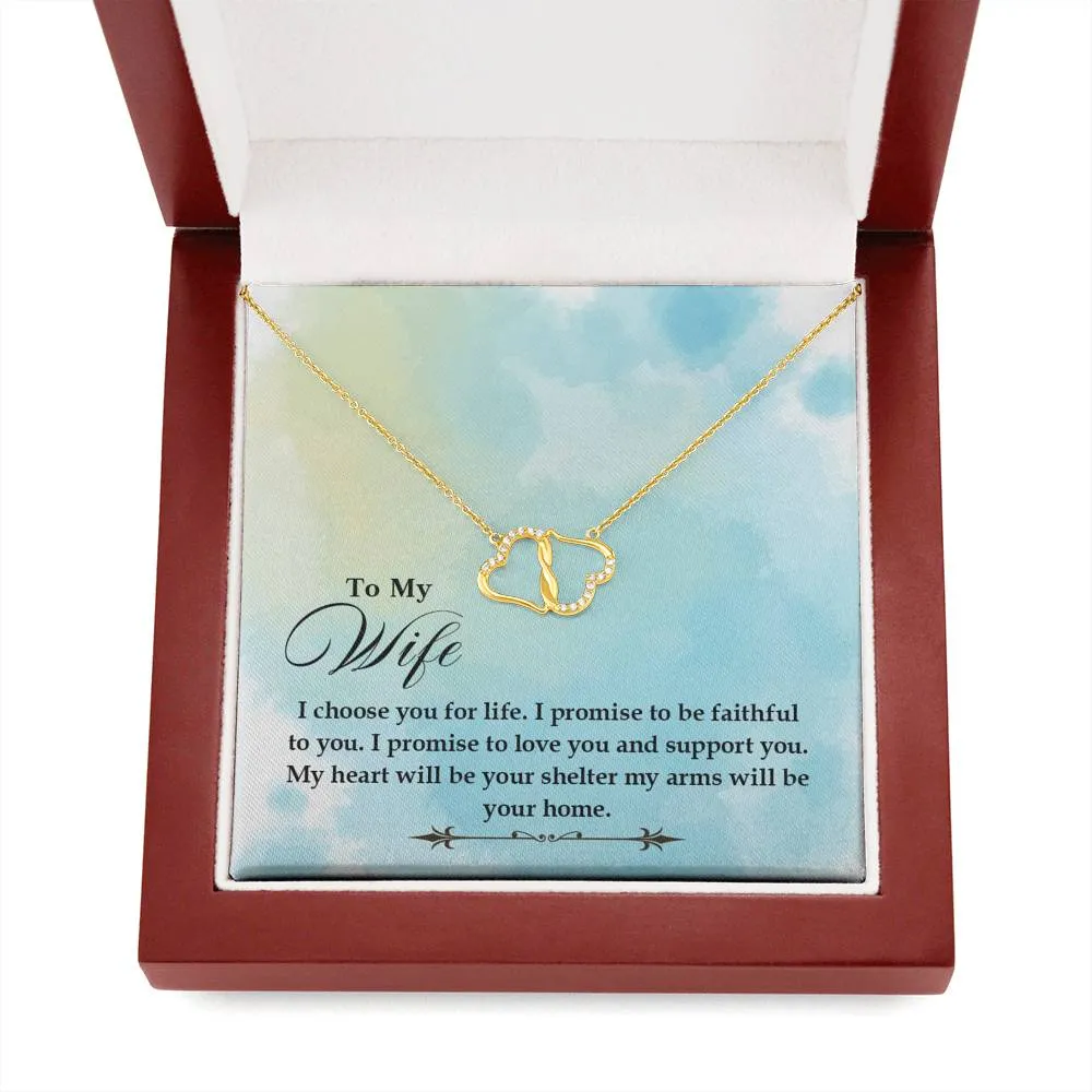 Love and Support you-Everlasting Love Gold Hearts Necklace for Wife