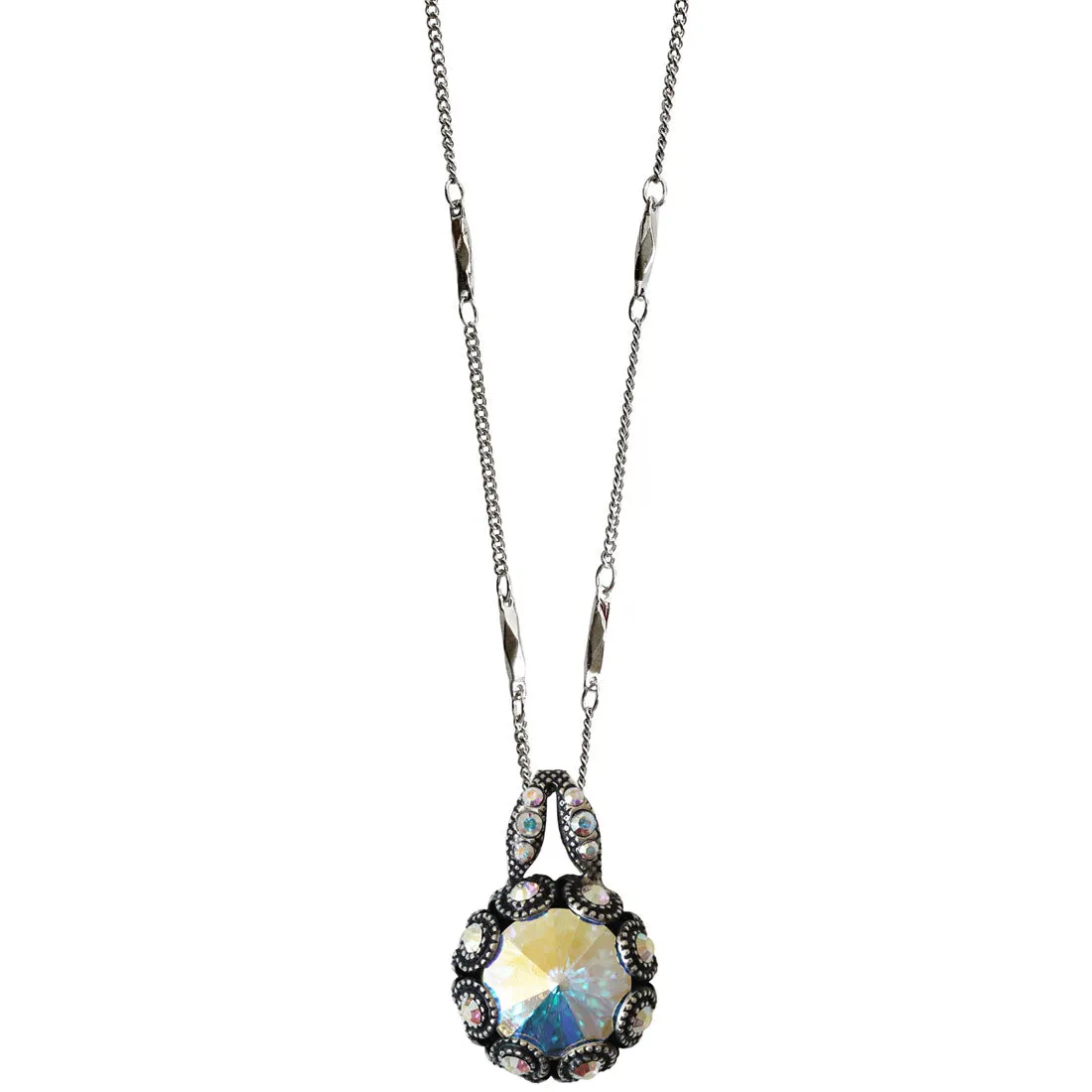Mariana "Crystal AB" Silver Plated Lovable Embellished Rivoli Pendant Crystal Necklace, 5070 001AB