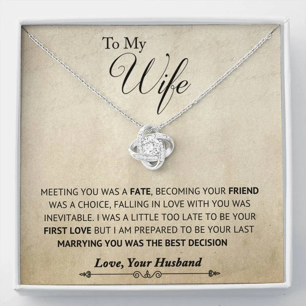 Marrying You was the Best Decision; Love Knot Necklace Gift for Wife