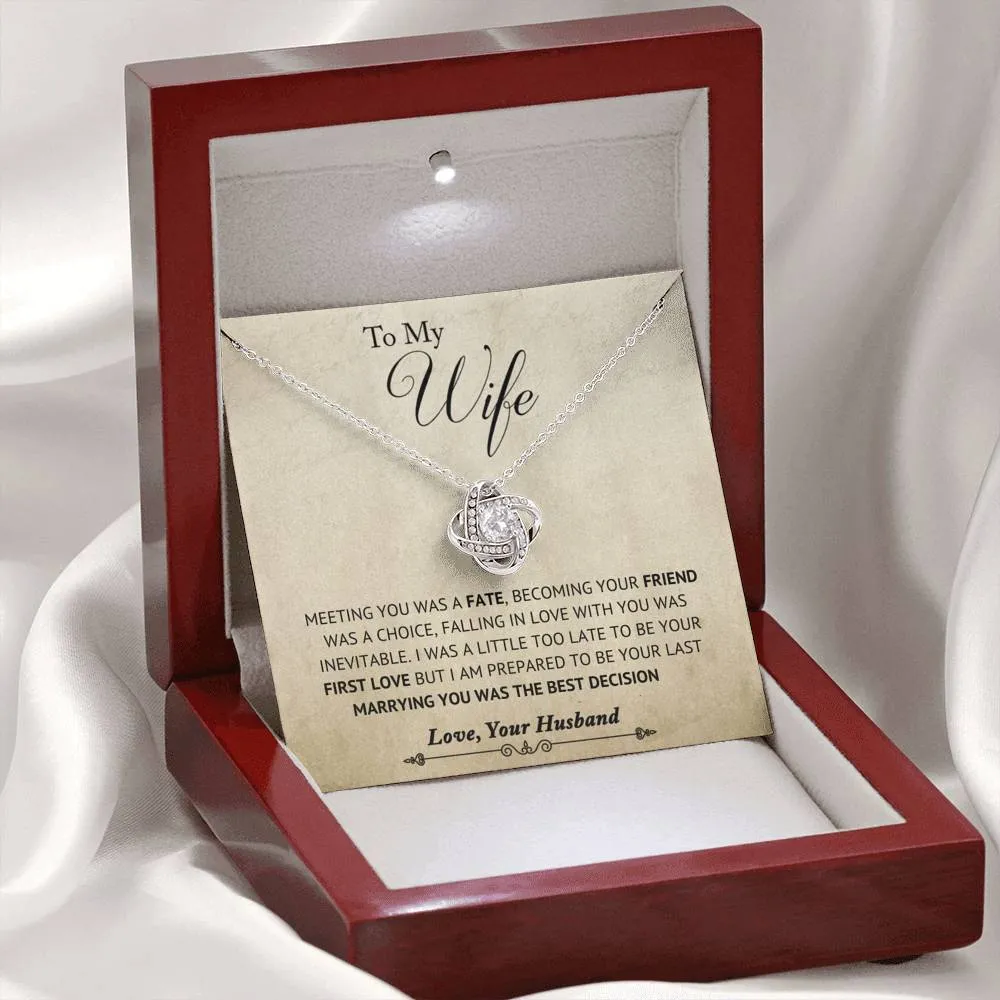 Marrying You was the Best Decision; Love Knot Necklace Gift for Wife