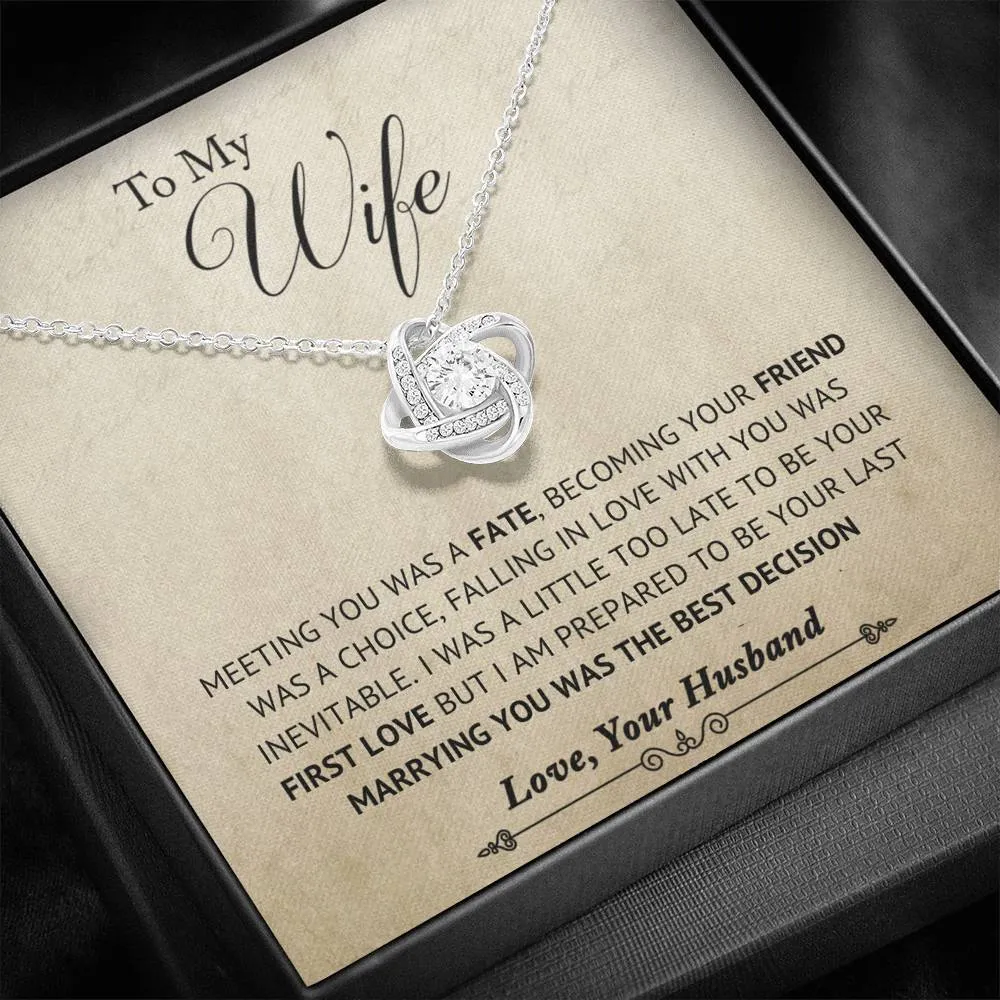 Marrying You was the Best Decision; Love Knot Necklace Gift for Wife