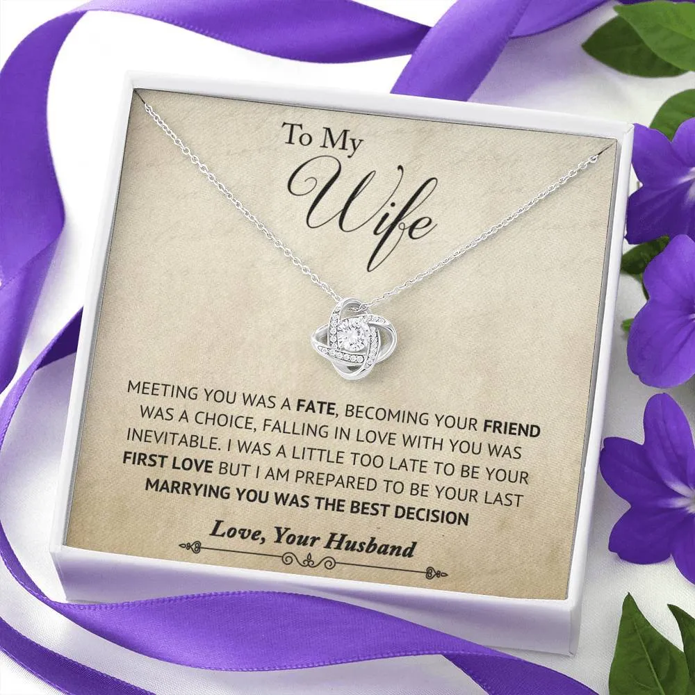 Marrying You was the Best Decision; Love Knot Necklace Gift for Wife
