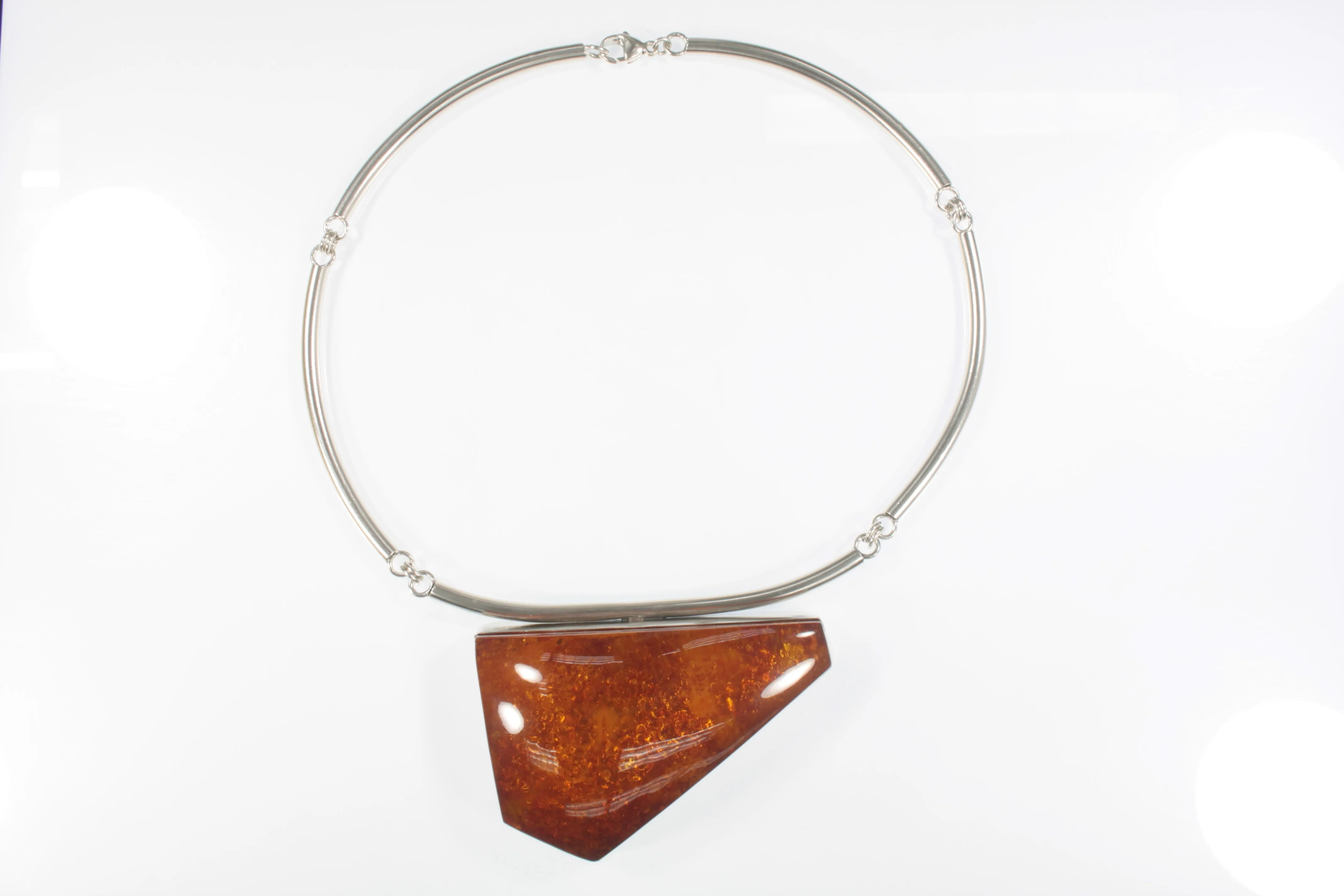 Massive Vintage Sterling Silver Amber Necklace 181ct, 89.5g