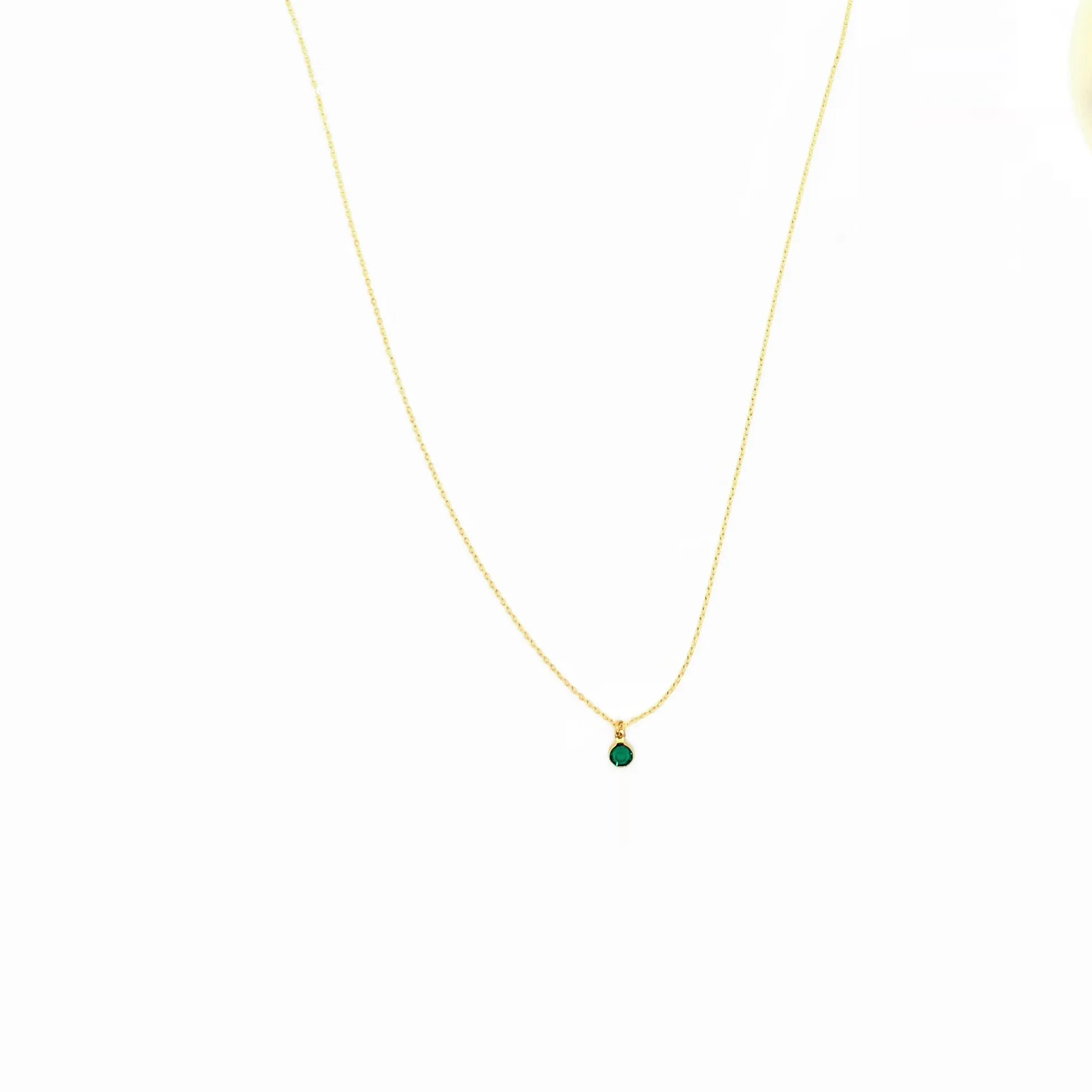 May Emerald Crystal Birthstone 14K Gold Necklace