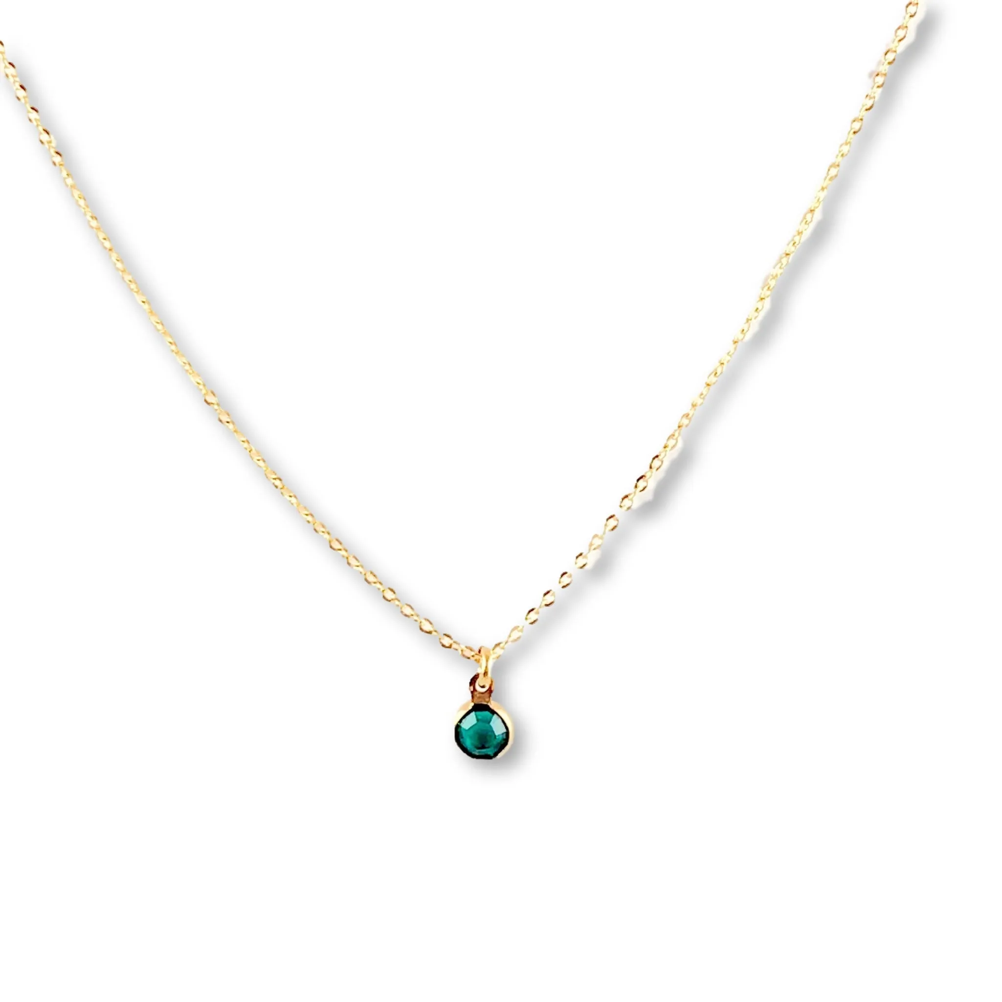 May Emerald Crystal Birthstone 14K Gold Necklace