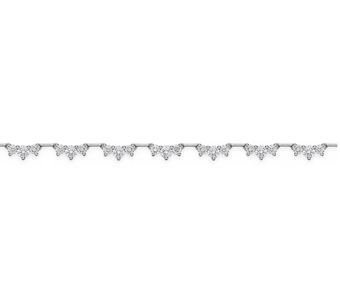 Memoire Trinity Half Line 18k White Gold Diamond Necklace
