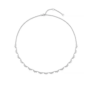 Memoire Trinity Half Line 18k White Gold Diamond Necklace