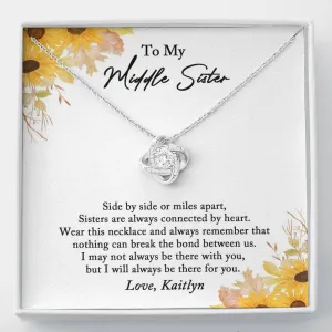 Middle Sister Necklace, Middle Sister Gift from Sister, Middle Sister Birthday Gift