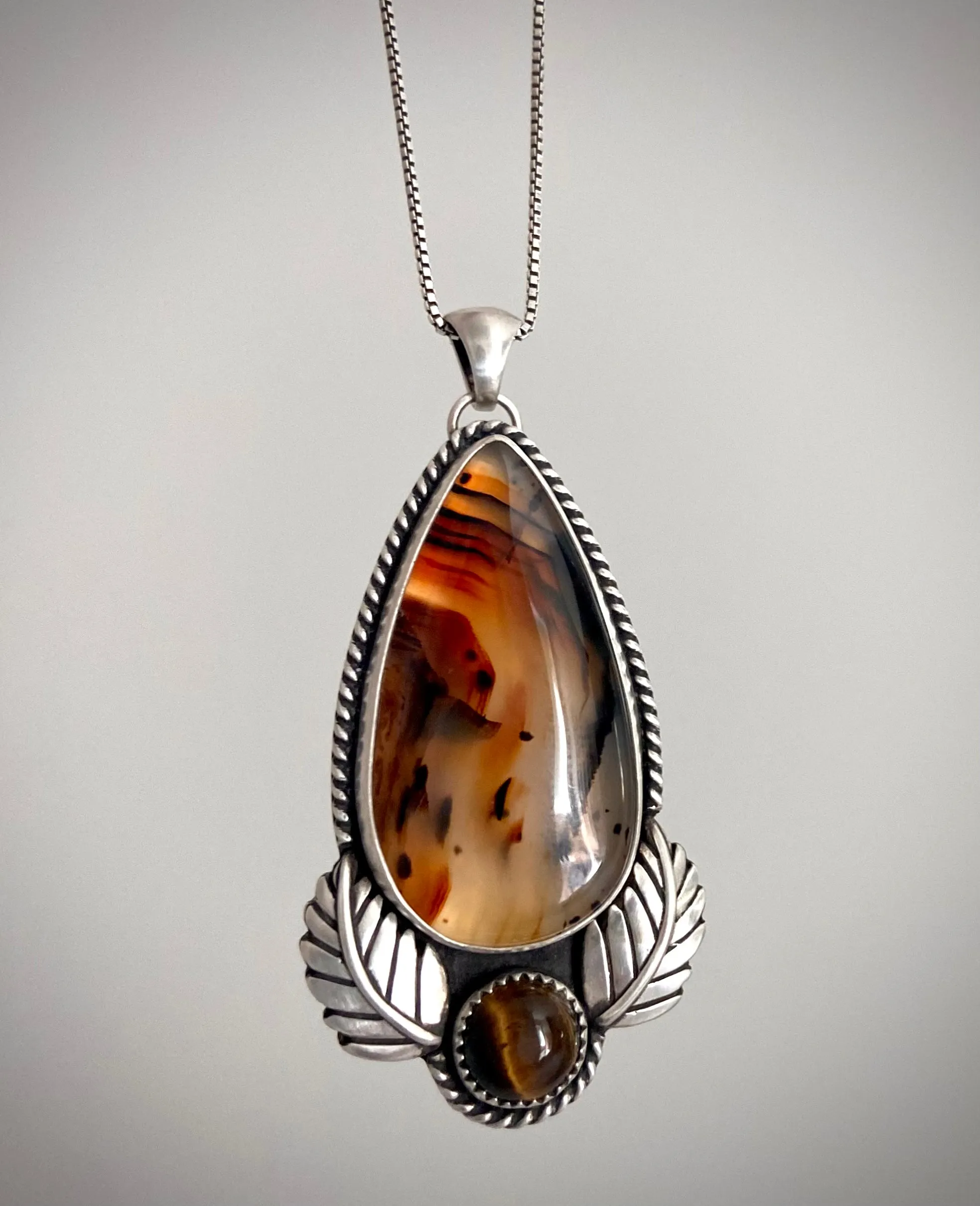 Montana Agate & Tiger Eye Pendant - DISCOUNTED