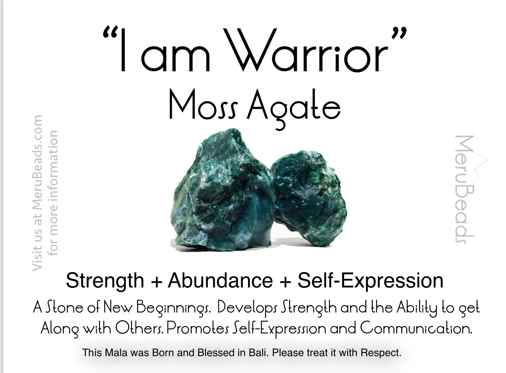 Moss Agate Mala Beads Necklace - "I am Warrior"