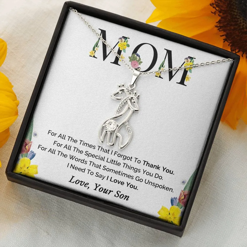 Mother's Day Gift, Mom Necklace, Gift for Mom, Mother Son Necklace, Mom Gift From Son, Forever Linked Giraffe Necklace