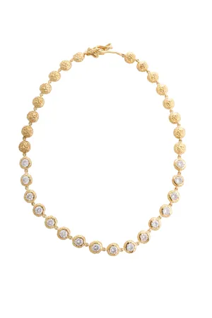 MULTI ROUND WAVE LINKED NECKLACE WITH STONES
