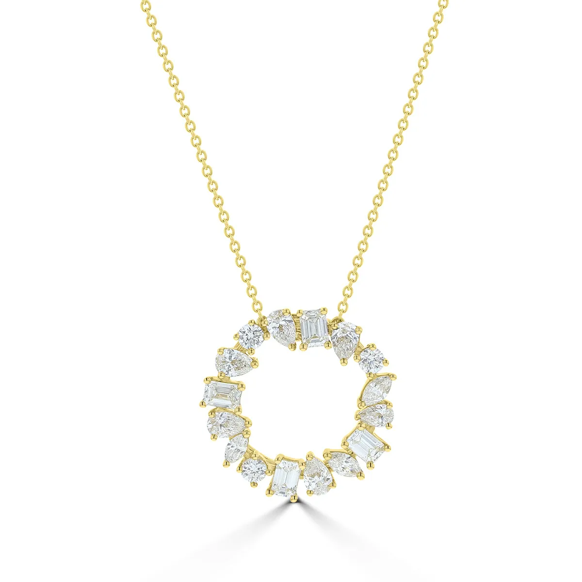 Multi-Shaped Diamond Circle Pendant