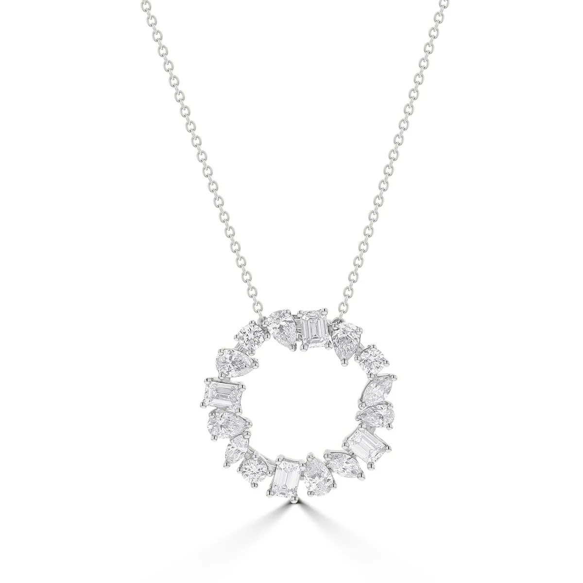 Multi-Shaped Diamond Circle Pendant