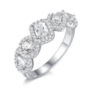 Multi-shaped Diamond with Halo Wedding Band