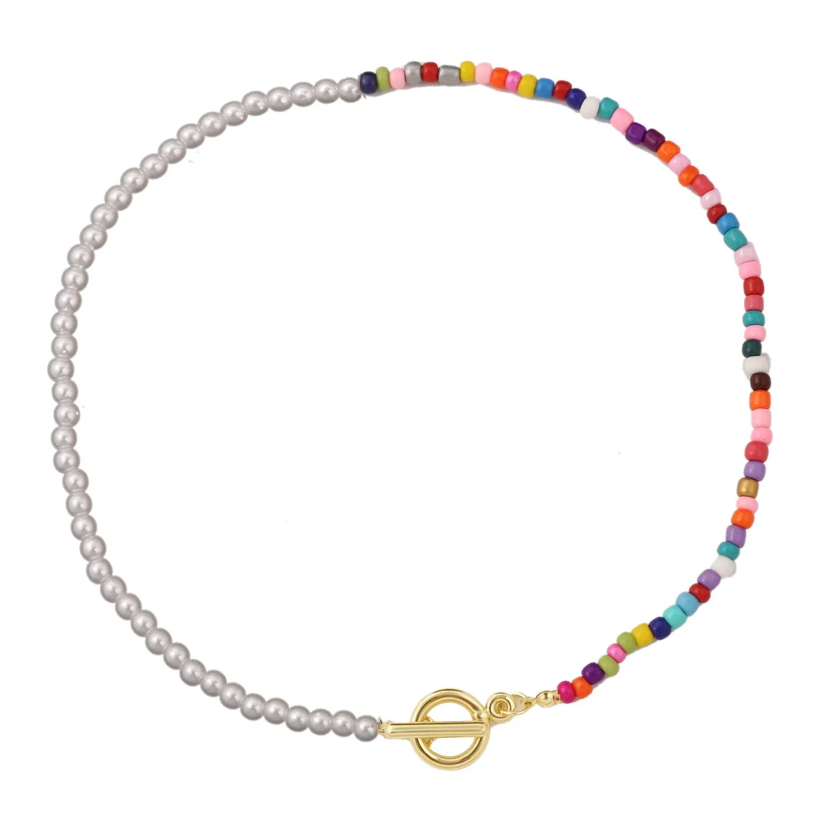 Multicolor Howlite & Pearl Toggle Necklace