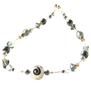 Murano Glass Gray Topaz Sterling Silver Necklace, Italian Jewelry