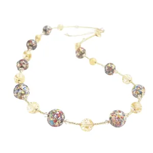 Murano Glass Klimt Ball Long Gold Necklace