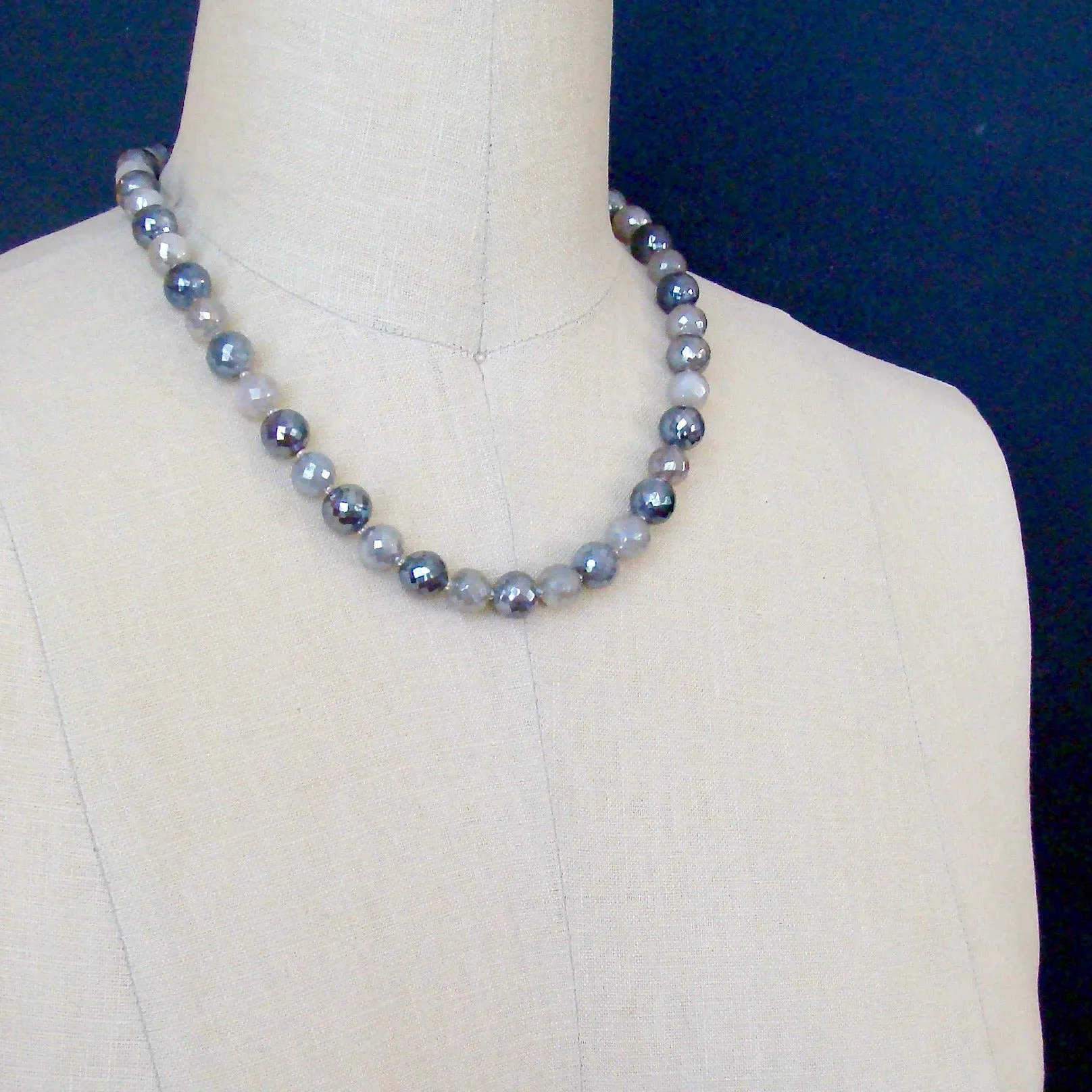 Mystic Moonstone Necklace with Removable Agate Druzy Egg Pendant - Maeve Necklace