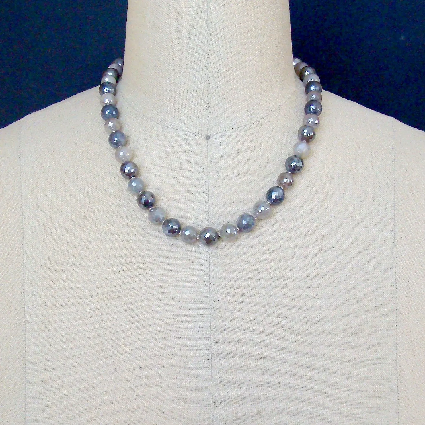 Mystic Moonstone Necklace with Removable Agate Druzy Egg Pendant - Maeve Necklace
