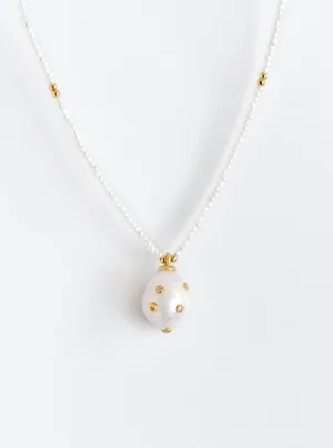 Natural Baroque Pearl with beaded Pearl Necklace