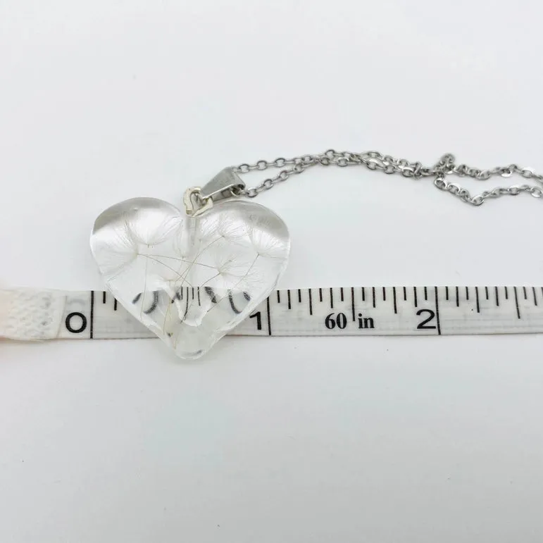 Natural Dandelion Heart Shape or Sphere Shape Necklace FB3459 🌼