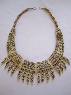 Nepal Bone   Horn Necklace Spiked Bib